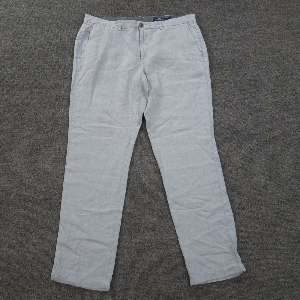 Vineyard Vines Pants Mens 38x32 Blue Breaker 100% Linen Chino Lightweight Golf